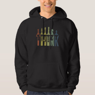 Think Retro Vintage Chess Pieces Player Chess Coa Hoodie