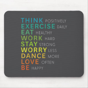 Think Sitive Affirmation Insrational Motivational  Mouse Mat