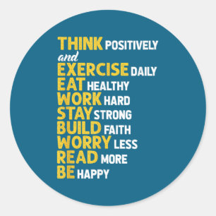 Think Sitively Exercise Daily Gym Workout Motivati Classic Round Sticker