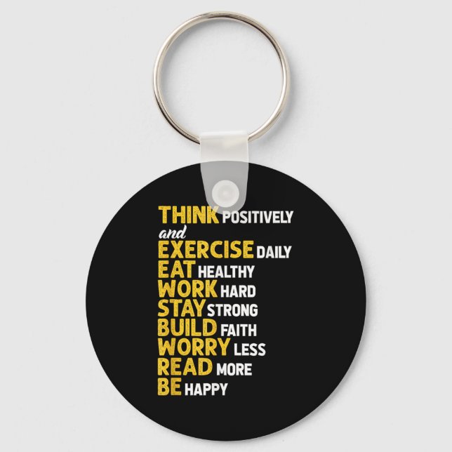 Think Sitively Exercise Daily Gym Workout Motivati Key Ring (Front)