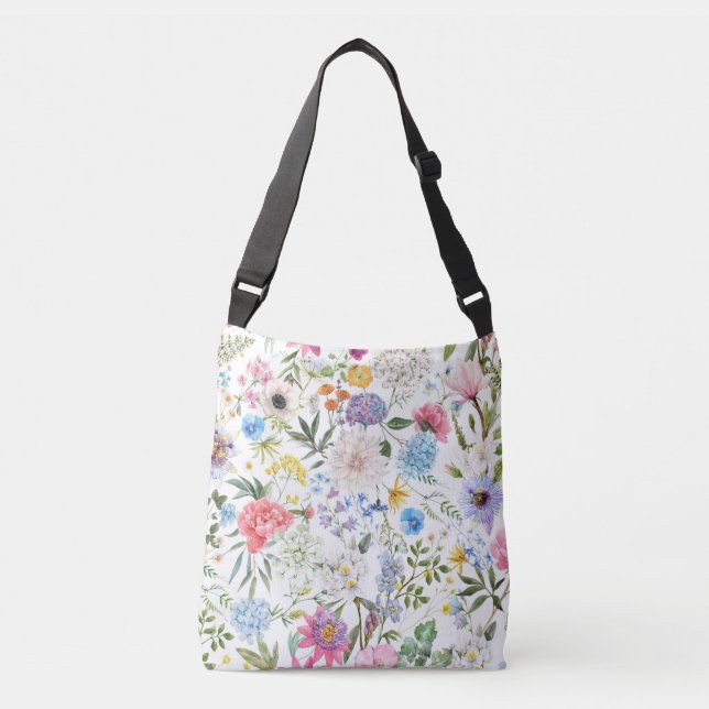 Think Spring Beautiful Floral Crossbody Bag (Front)