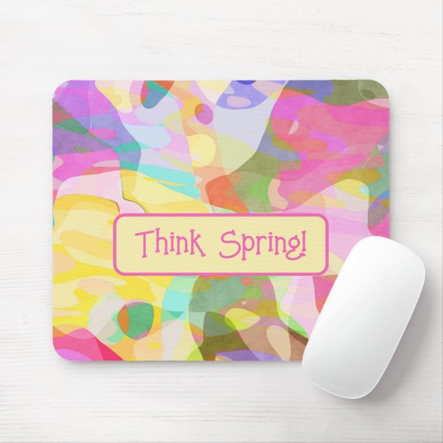 Think Spring! Pastel Abstract Art Design Mouse Mat (With Mouse)