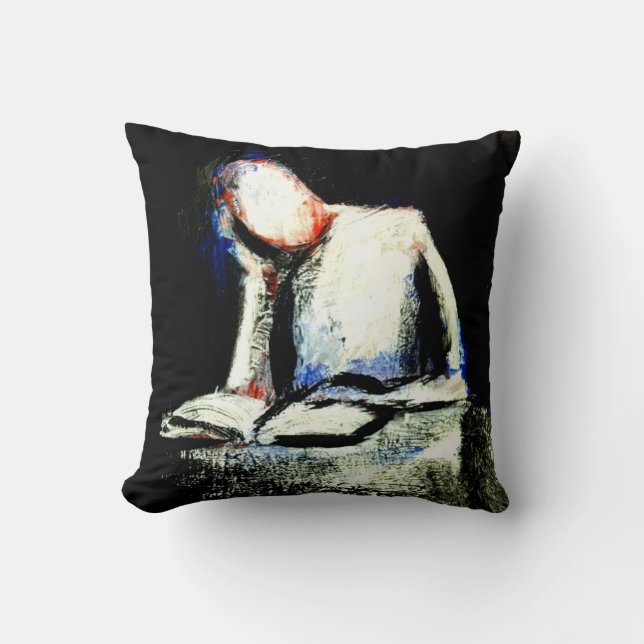 "THINK"  Throw Pillow With Art by Jack Larson (Front)