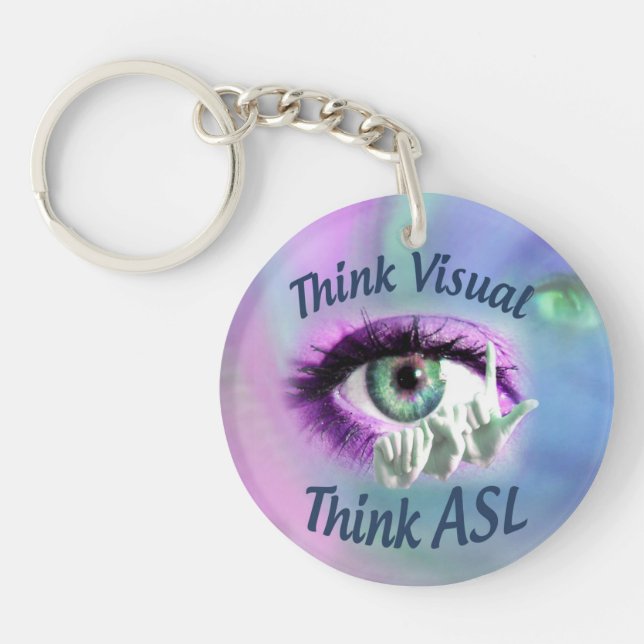 Think Visual Think ASL circle keychain (Front)