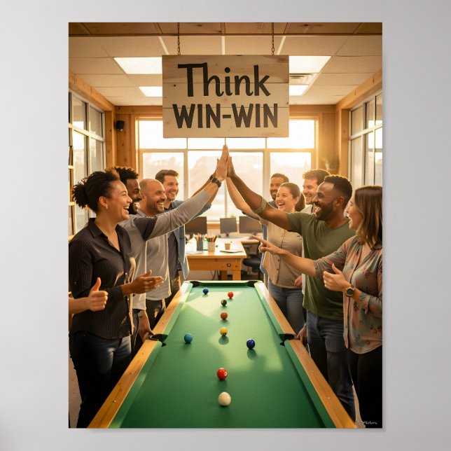 Think Win-Win Teamwork Celebration Poster (Front)