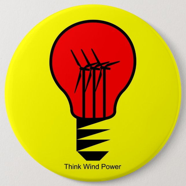 Think Wind Power 6 Cm Round Badge (Front)