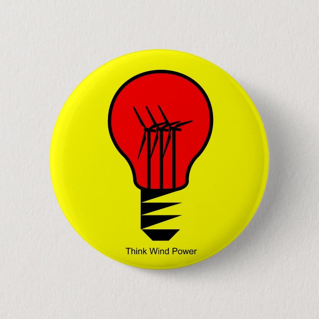Think Wind Power 6 Cm Round Badge (Front)