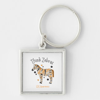 "Think Zebras" Ehlers Danlos Syndrome Button Key Ring