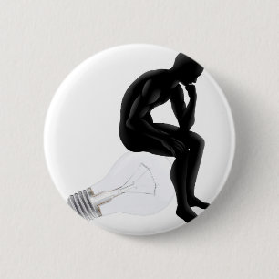 Thinker looking for an idea 6 cm round badge
