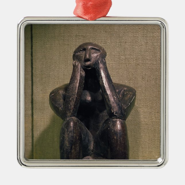 Thinker of Cernovoda, Hamangia Culture Metal Tree Decoration (Front)