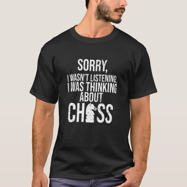 Thinking About Chess Player Expert Coach Sports Gr T-Shirt (Front)