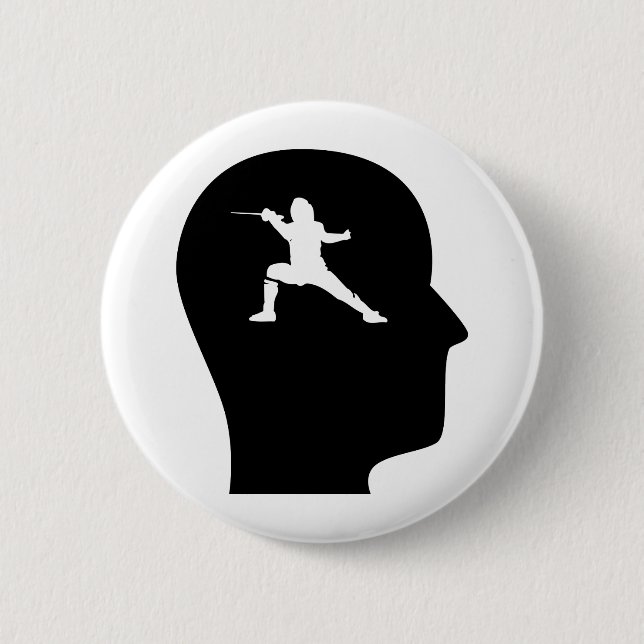 Thinking About Fencing 6 Cm Round Badge (Front)