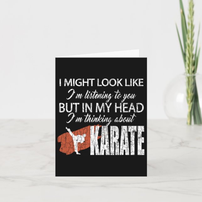 Thinking About Karate Funny Martial Arts Black Bel Card (Front)
