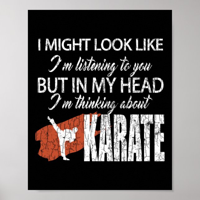 Thinking About Karate Funny Martial Arts Black Bel Poster (Front)