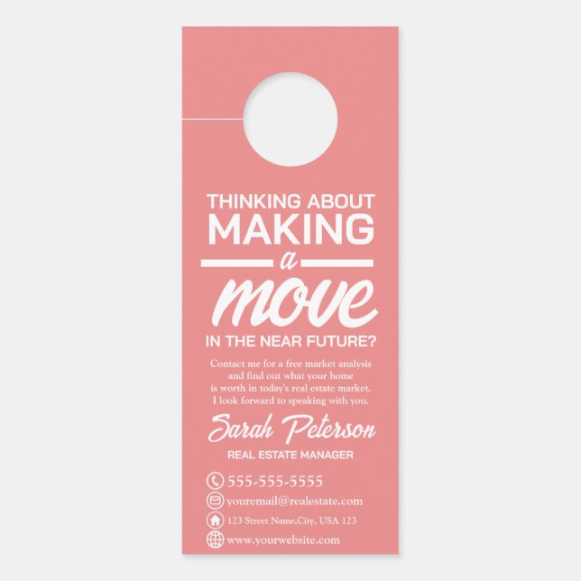 Thinking About Making A Move, Real Estate Agent Door Hanger (Front)