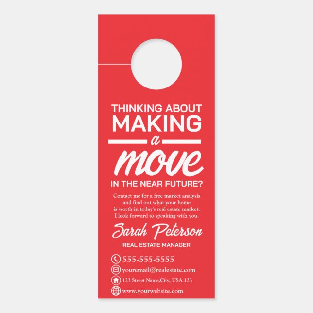 Thinking About Making A Move, Real Estate Agent Door Hanger (Front)