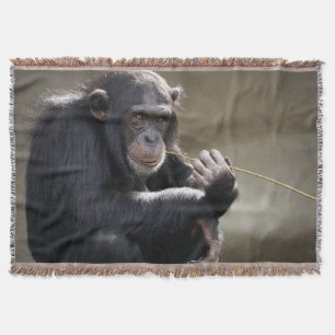 Thinking About Monkeying Around Throw Blanket