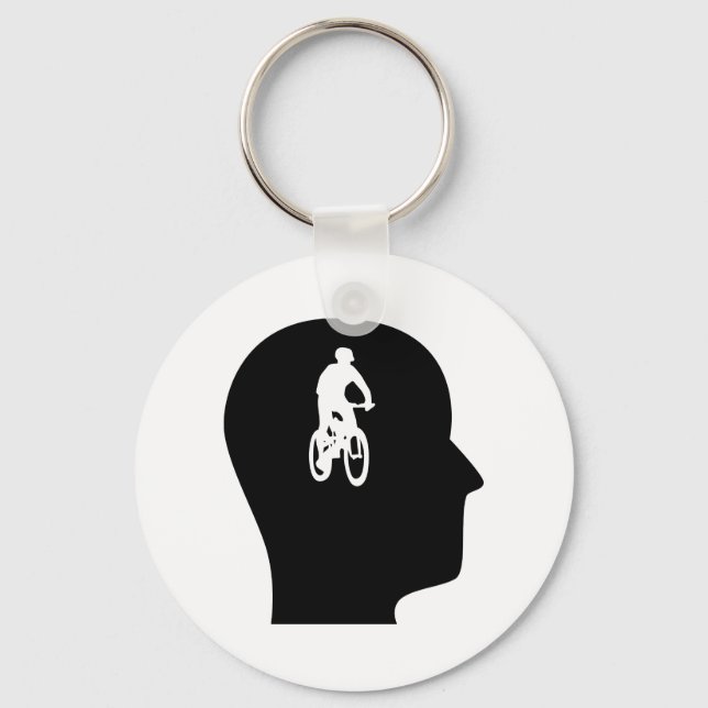 Thinking About Mountain Biking Key Ring (Front)