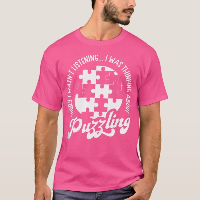 Thinking About Puzzling Jigsaw Puzzle T-Shirt (Front)