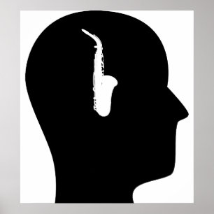 Thinking About Saxophone Poster