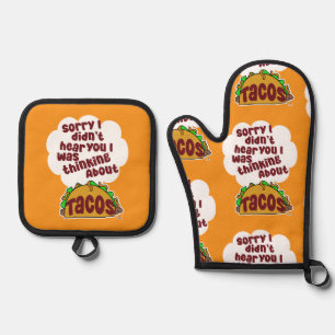 Thinking About Tacos Tasty Food Humor Pattern Oven Mitt & Pot Holder Set