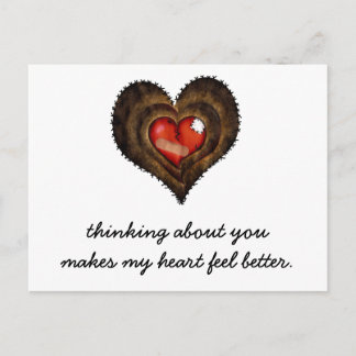 Thinking about you makes my heart feel better postcard