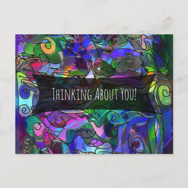Thinking About You! Multicolored Digital Art Postcard (Front)
