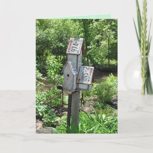 Thinking About You Vintage Birdhouses Card (Front)