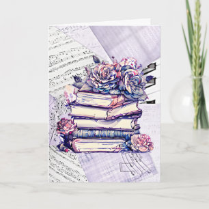 Thinking About You   Vintage Books and Rose Card