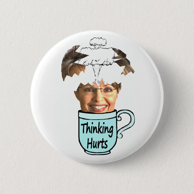 thinking hurts 6 cm round badge (Front)