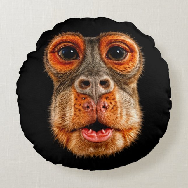 Thinking Monkey Meme Round Cushion (Front)