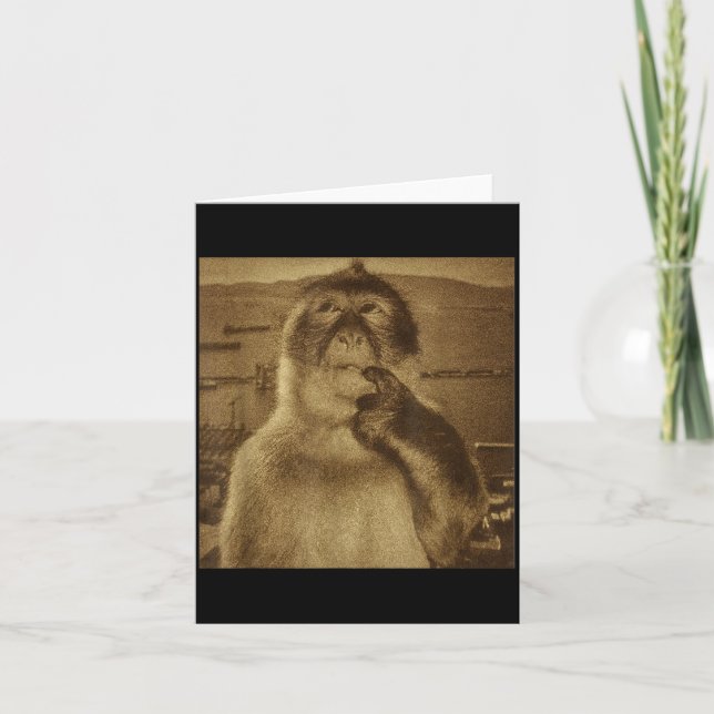 Thinking Monkey Meme Vintage Retro  Card (Front)