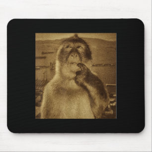 Thinking Monkey Meme Vintage Retro Mouse Mat