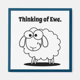 Thinking of Ewe Lamb Sheep Cute Cartoon Magnet