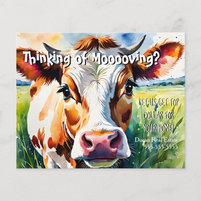 Thinking of Moooving Real Estate referral Flyer (Front)