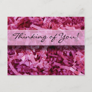 Thinking of You Abstract Pink Paper Shreds Photo Postcard