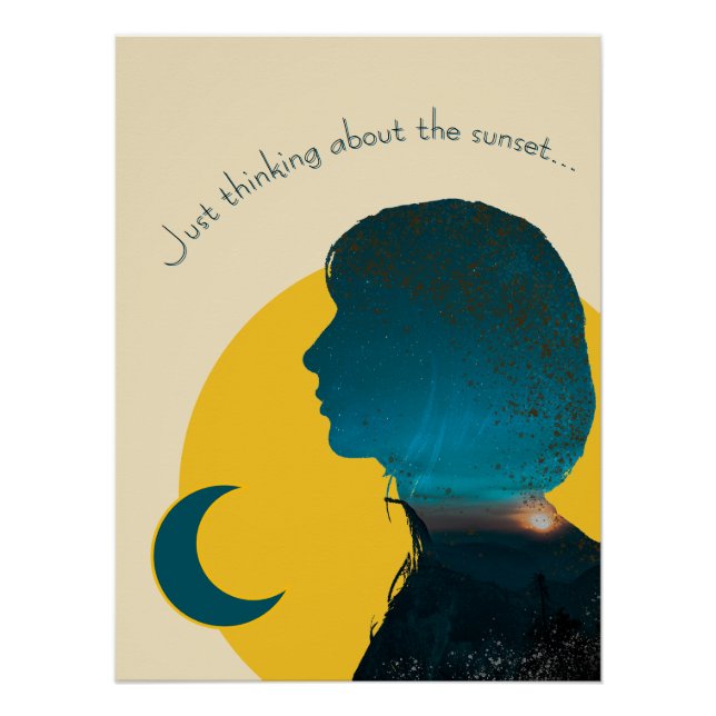 Thinking Of You Abstract Woman Emotion Expression Poster (Front)