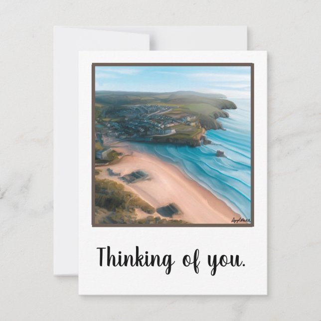 Thinking of you, aerial beach scene card (Front)