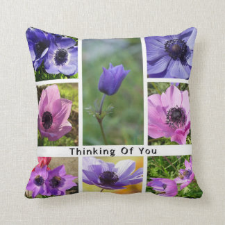 Thinking of You Anemone Photo Collage Cushion