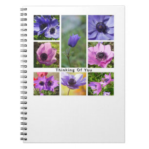 Thinking of You Anemone Photo Collage Notebook