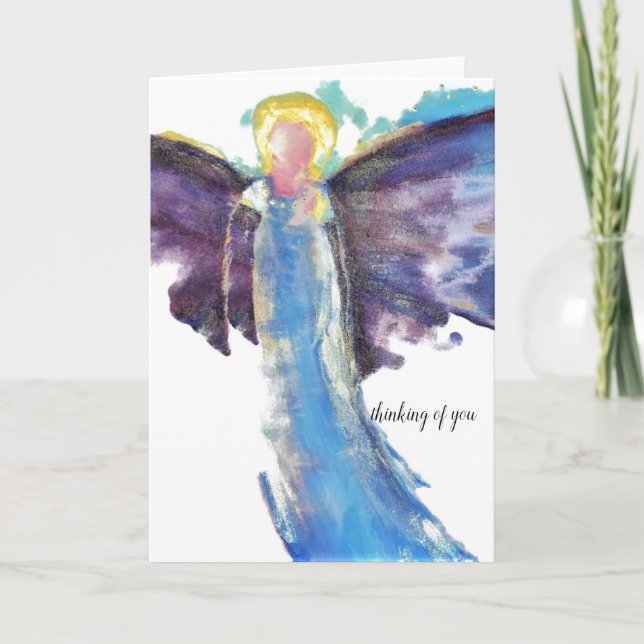 Thinking of you angel wings thank you card (Front)