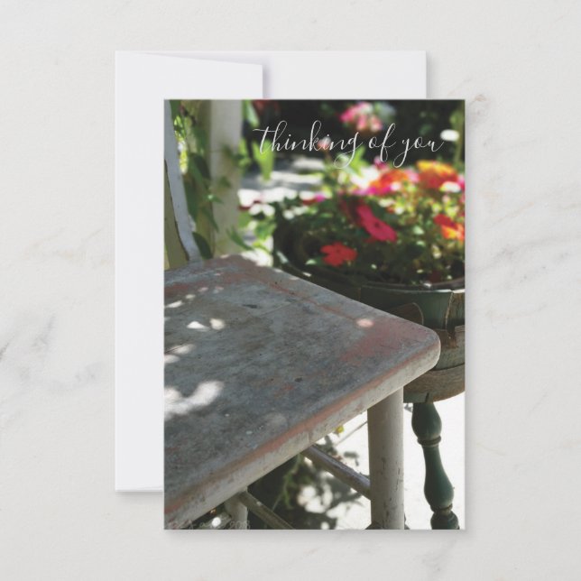 Thinking of You | Antique Chair and Flowers Thank You Card (Front)