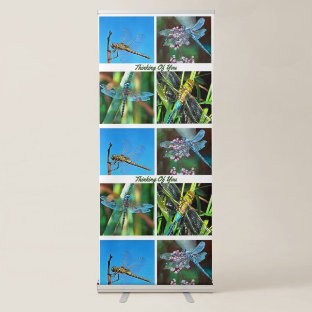 Thinking Of You Artistic Dragonfly Collage Retractable Banner (Front)