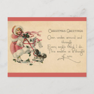 Thinking of You at Christmas - Vintage Victorian Holiday Postcard