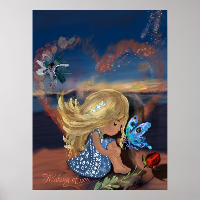 Thinking of you at the beach poster (Front)