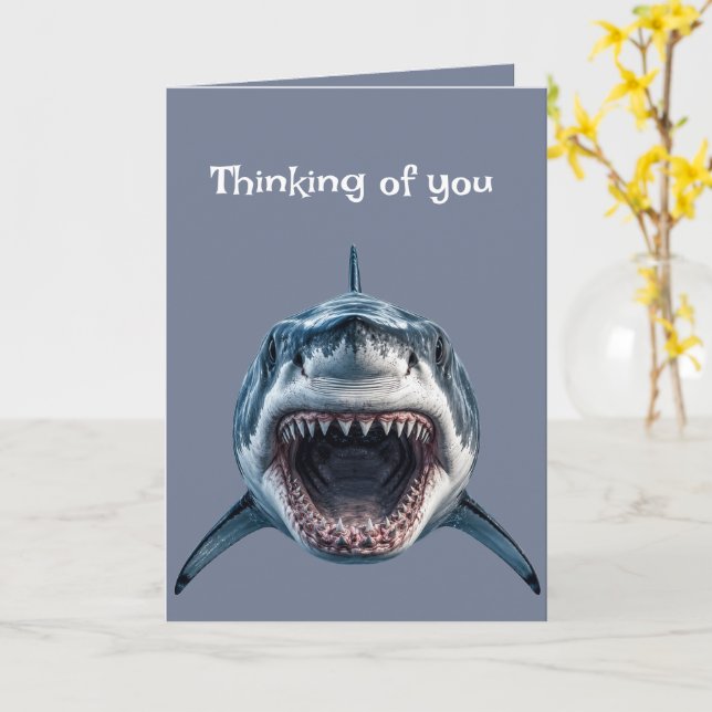 Thinking of You Australian Funny Joke Shark Card (Yellow Flower)