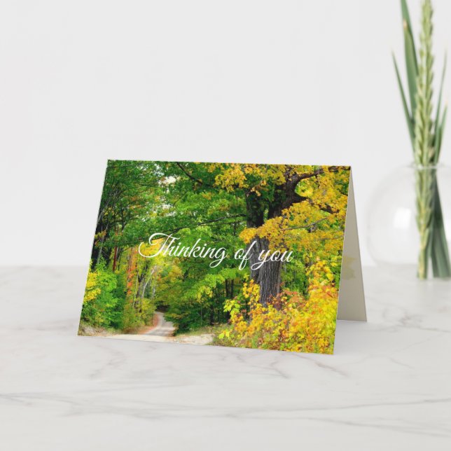 Thinking of You Autumn Trees Message Note Card (Front)