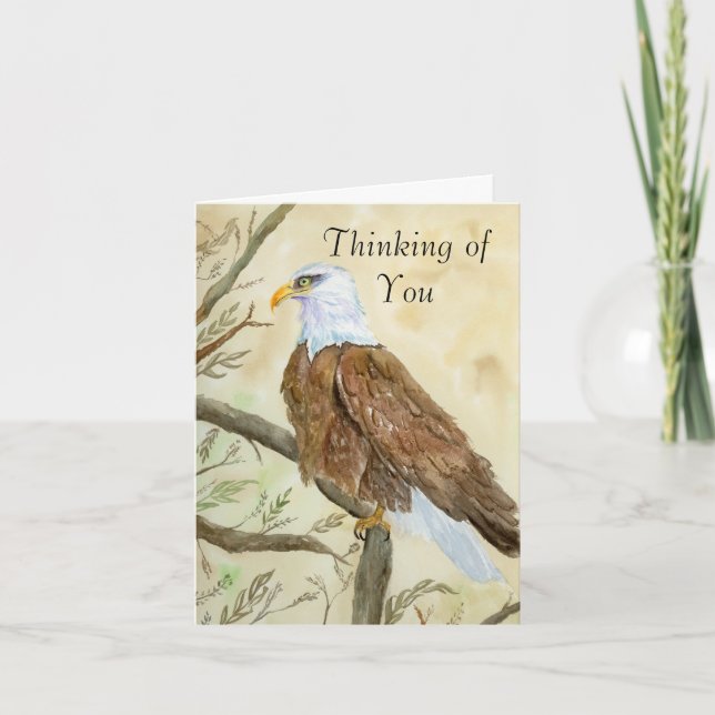 Thinking of You Bald Eagle Watercolor  Card (Front)