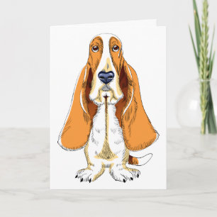 Thinking Of You Basset Hound Puppy Dog Card