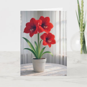 Thinking of You Blooming Red Amaryllis Card